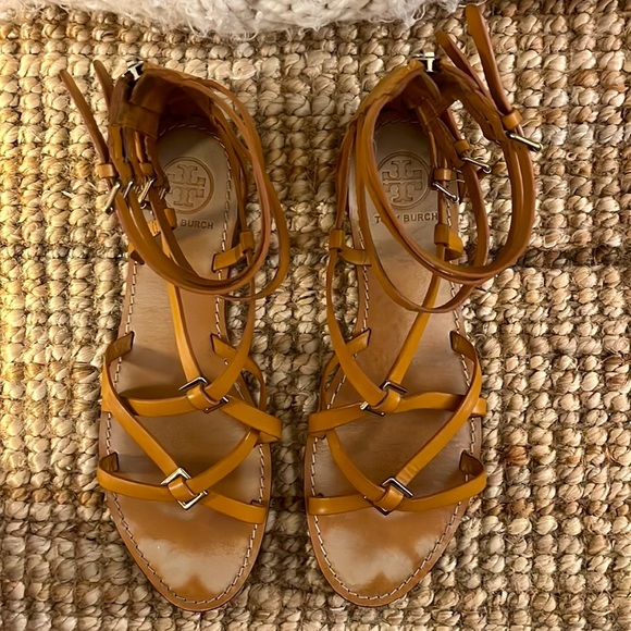 Tory Burch Lucas Gladiator Sandals Leather Beige Women’s Size 9 - Picture 3 of 6